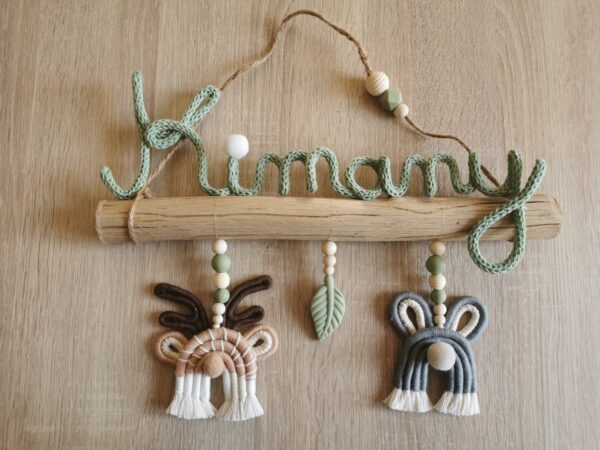 Prénom tricotin sur bois flotté et animaux – Image 11